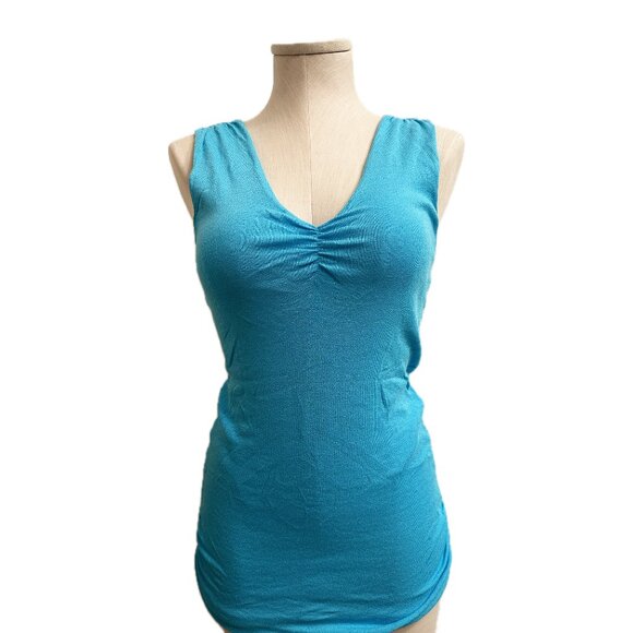 Michael Stars Tunic Tank Top Bright Blue Womens Size OS Ruching Shimmery - Picture 1 of 6